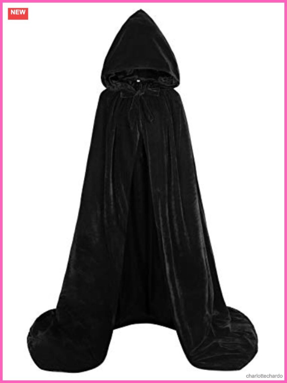 Reversible Velvet Satin Hooded Cape Cloak for Halloween Cosplay